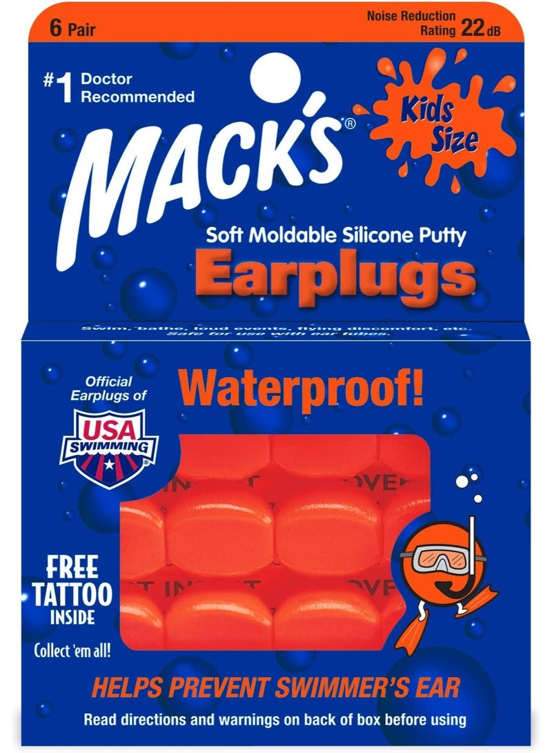 سدادات أذن ماك سيليكون 6 زوج للأطفال برتقالي